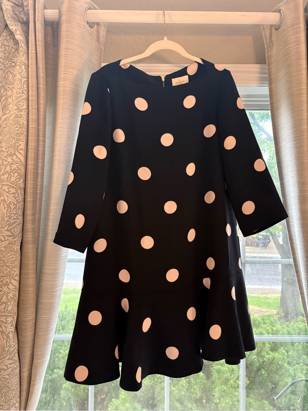 Kate Spade Black Polka Dot A-Line Dress with White Dots